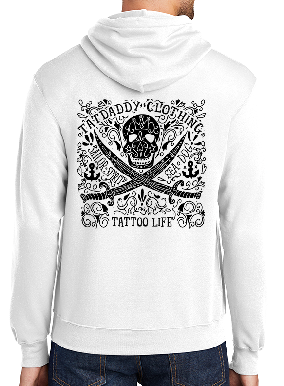 New "Tattoo Life" White Hoodie - TatDaddy Clothing Co.