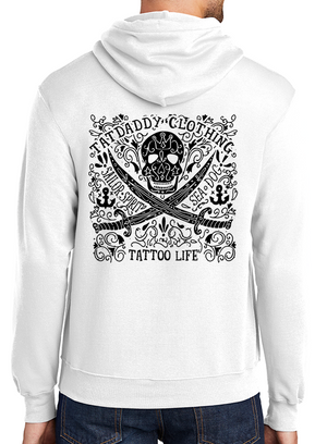 New "Tattoo Life" White Hoodie - TatDaddy Clothing Co. 